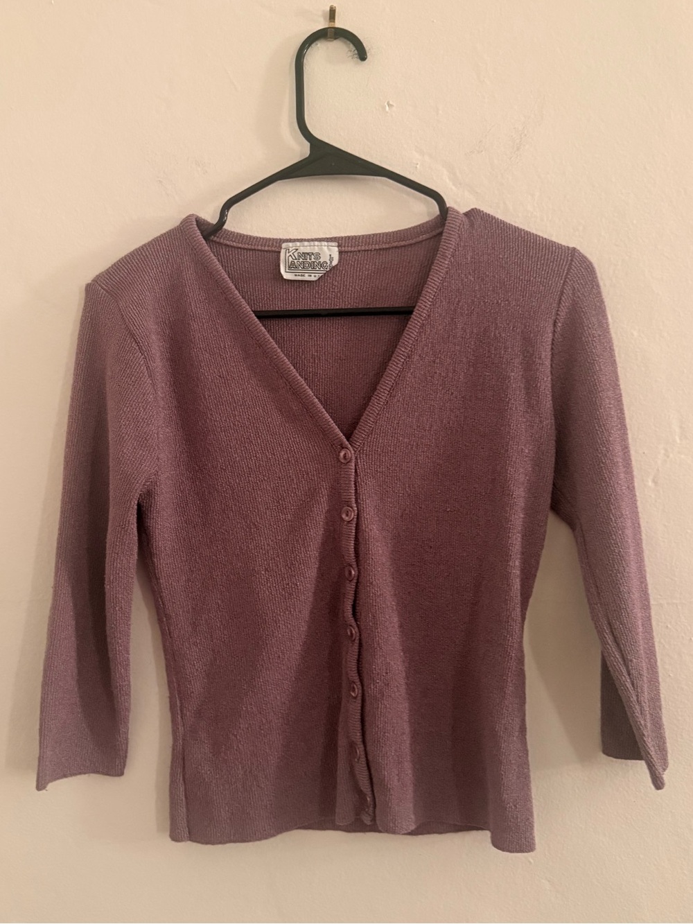 Women's Purple Button-Front V-Neck Sweater